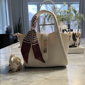 NEW! Cream Handbag with Scarf Accent